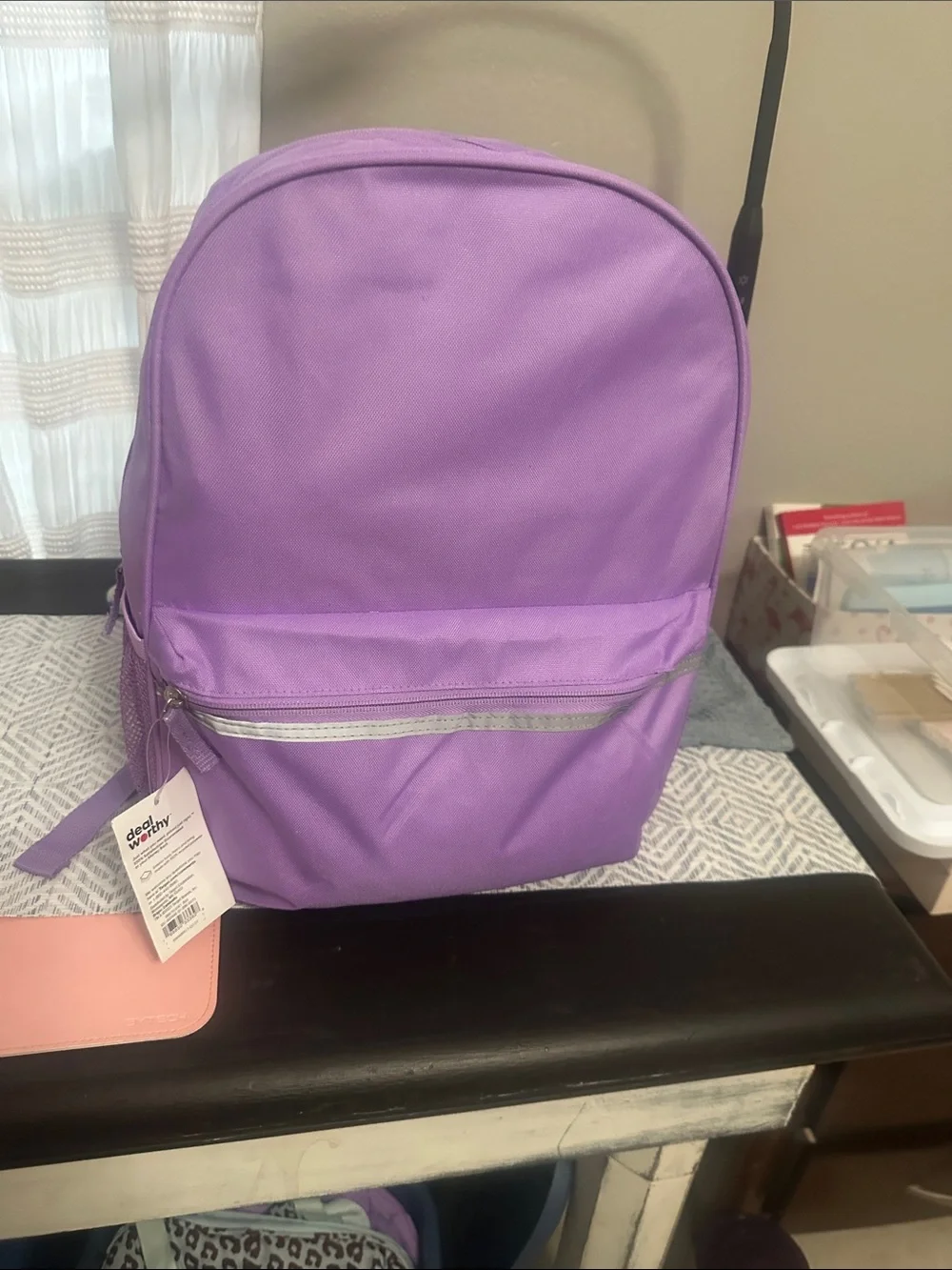 Lavender Backpack with Front Zip Pocket & adjustable straps NWT